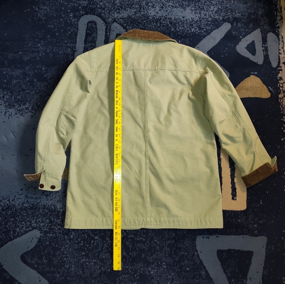 L.L.Bean Khaki Barn Coat with Brown Corduroy Accents - Picture 12 of 13